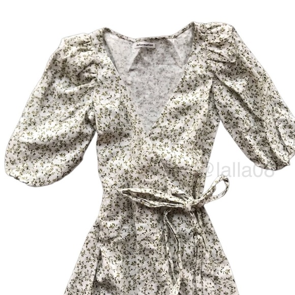 Reformation Mint linen wrap midi dress new - Picture 11 of 14